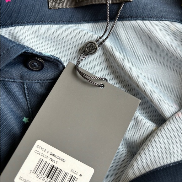 NEW G/FORE Performance Golf Polo Navy/Multicolor Star Print Men's Size M - Picture 7 of 11